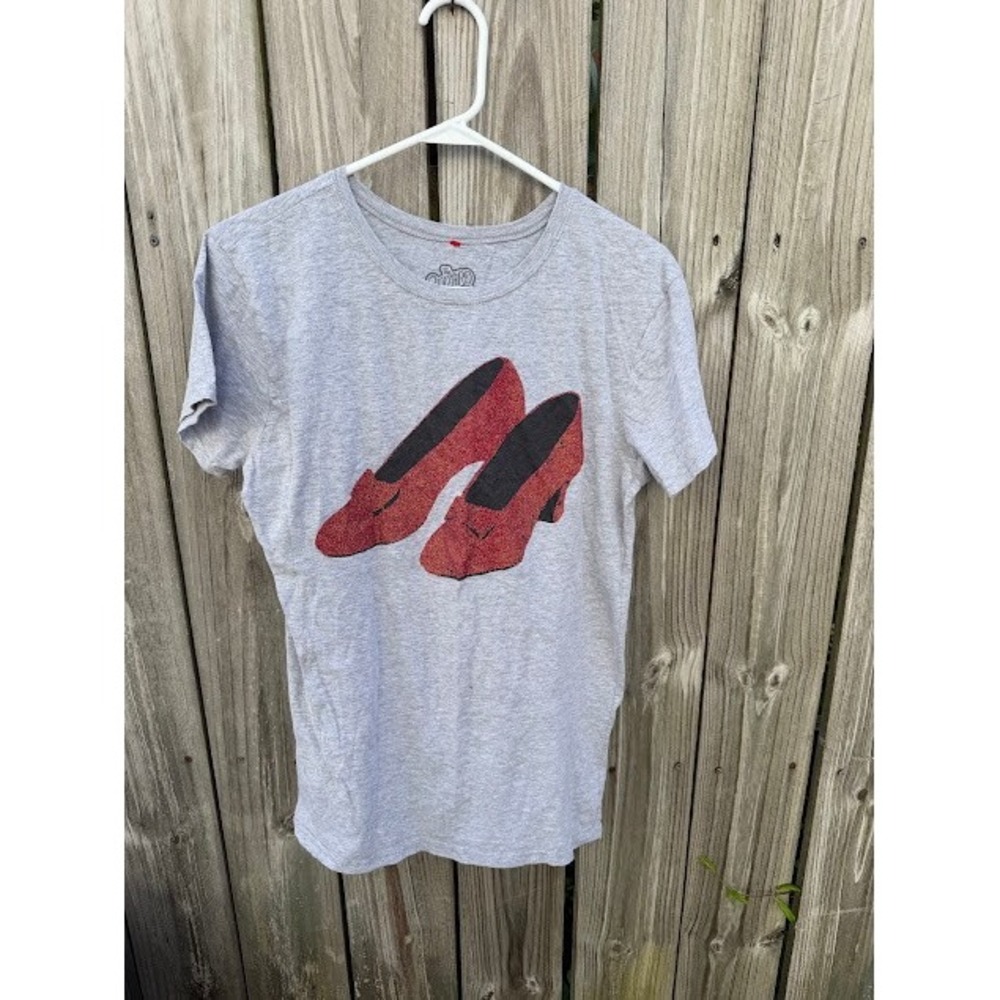 Movie Core Wizard of Oz T-Shirt XXL Gray Ruby Slippers Glitter Graphic Tee